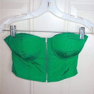 NWT: Corset Bustier Zipper Detail Kelly green  Tube Top SIZE SMALL